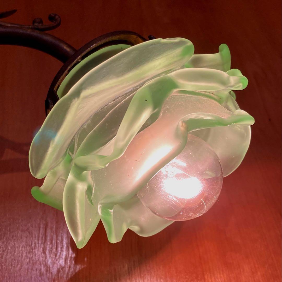 アンティーク ローズ 【緑】　ランプシェード　フランス　薔薇　グリーン