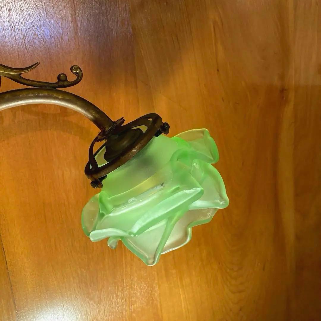 アンティーク ローズ 【緑】　ランプシェード　フランス　薔薇　グリーン