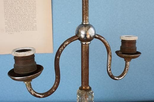 品番　a-0294 二灯電気スタンド　アンティーク　レトロ　照明　電笠