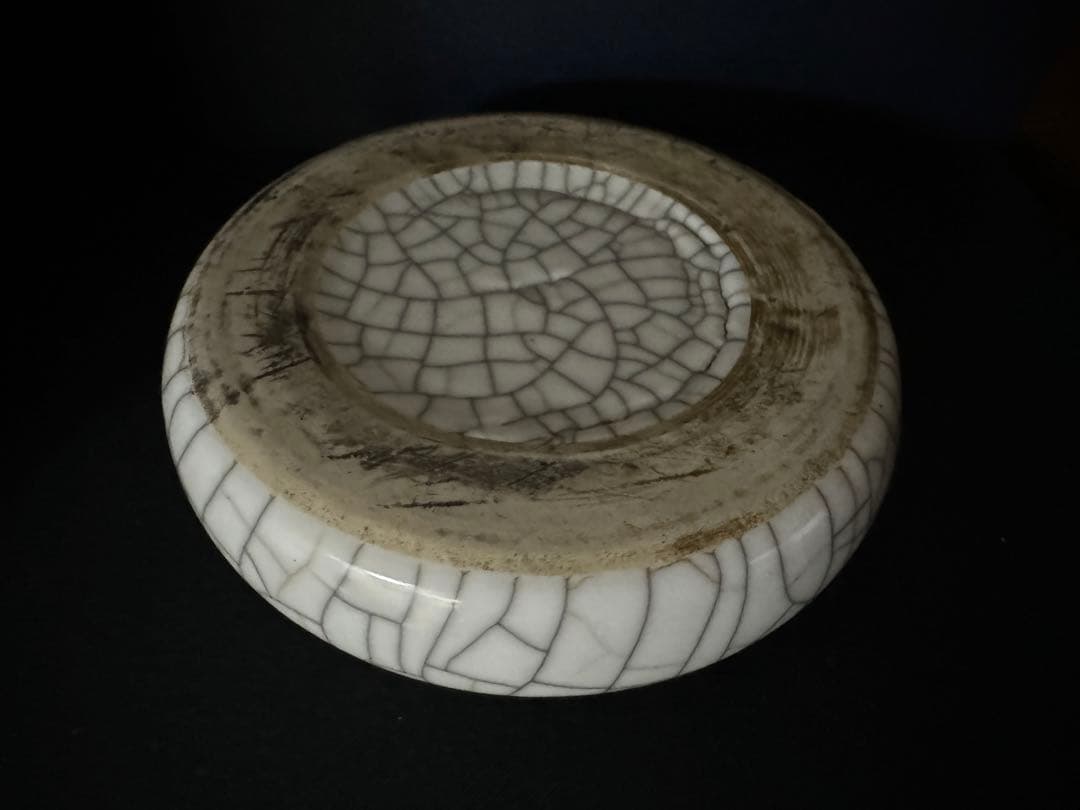 中国骨董　清　哥窯陶硯　暖硯　陶硯　書道具　唐物　中国古玩　希少美品(N-11)