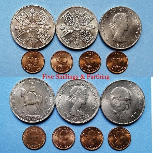 イギリス　エリザベス女王 （￡・S ・D）貨幣 1953～1967　全揃い