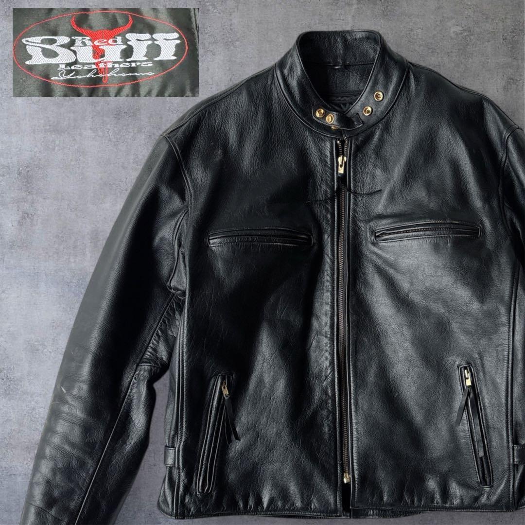 Red Buffレザージャケット 3L 本革 黒 ライナー付 キルティング 短丈