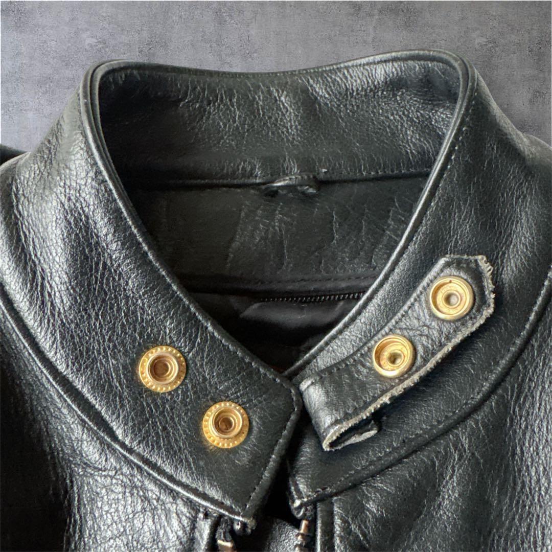 Red Buffレザージャケット 3L 本革 黒 ライナー付 キルティング 短丈