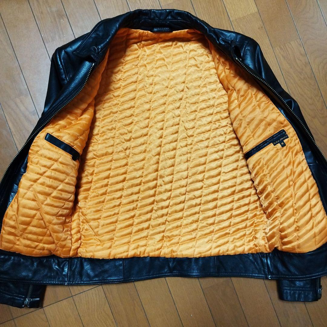NudieJeans シングルライダースジャケット　レザーロンハーマン