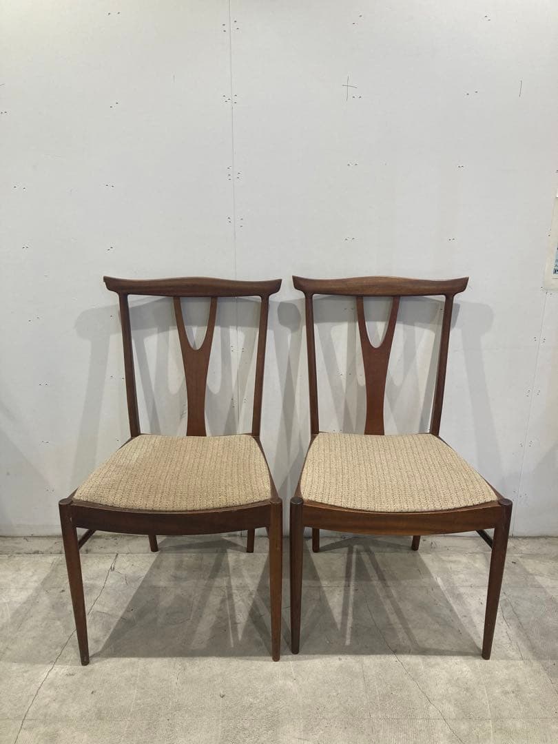 ま*ち様 ミッドセンチュリー 木製ダイニングチェア 2脚セット 40年代50年代