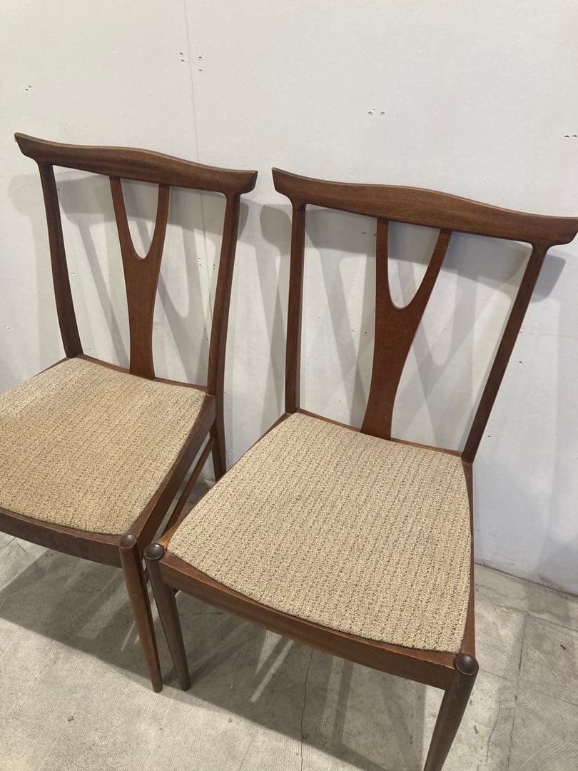 ま*ち様 ミッドセンチュリー 木製ダイニングチェア 2脚セット 40年代50年代