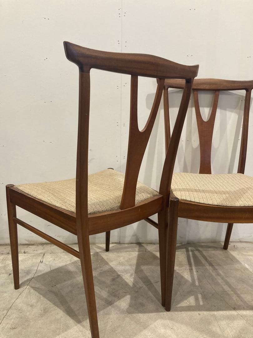 ま*ち様 ミッドセンチュリー 木製ダイニングチェア 2脚セット 40年代50年代