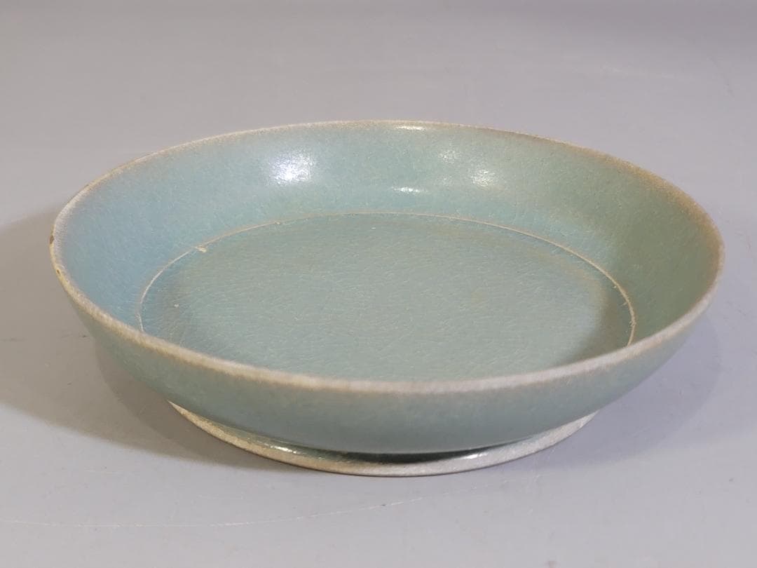 中国美術 青釉 皿 幅 13.5cm DT409