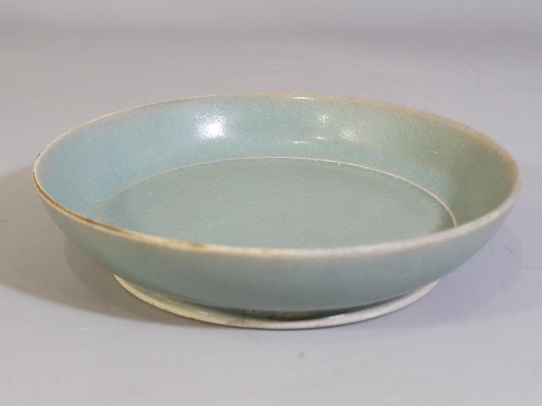 中国美術 青釉 皿 幅 13.5cm DT409