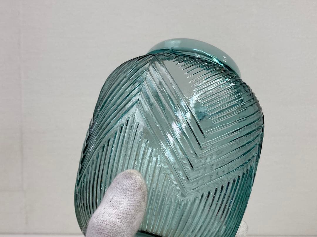 当時もの あめや瓶 縞模様 ガラス瓶 昭和初期