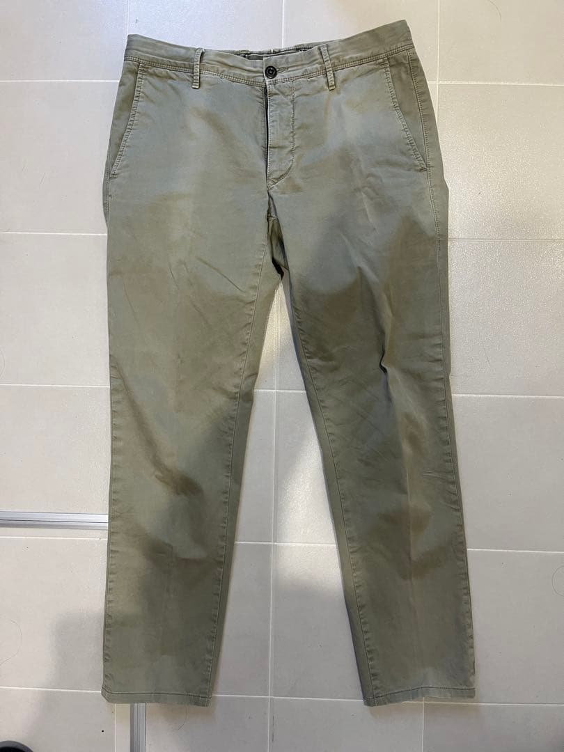 INCOTEX SLACKS ガーメントダイ コットンチノ オリーブ 32