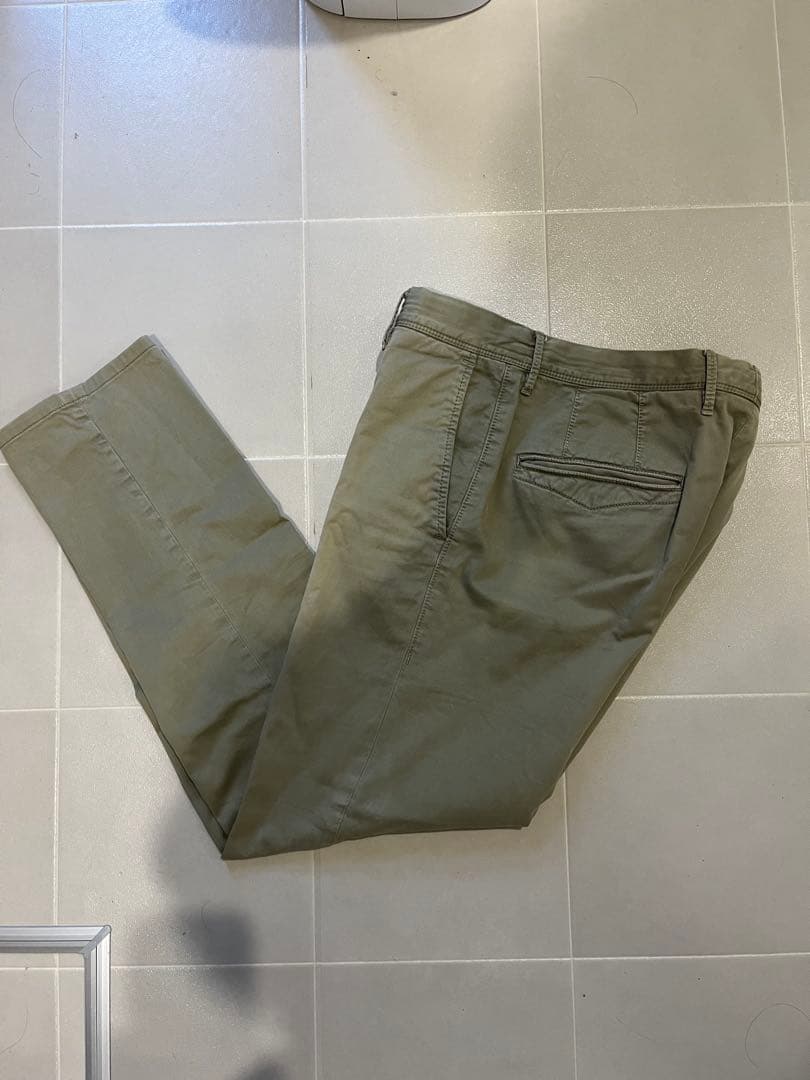 INCOTEX SLACKS ガーメントダイ コットンチノ オリーブ 32