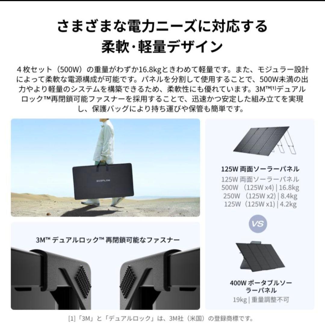 EcoFlow 125W x 2 両面ソーラーパネル　新発売