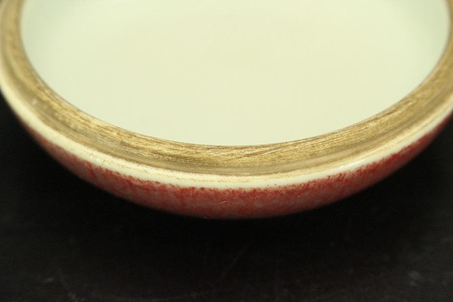 中国美術 釉裏紅 香合(A757)