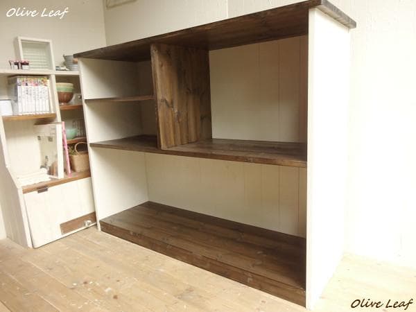 サイズ、デザインオーダー可！ワイドカウンターテーブルシャビーエスプレッソ受注製作