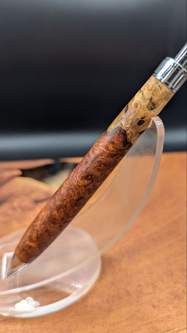 591極上　本花梨　紅白　瘤杢　木軸シャーペン　ボールペン