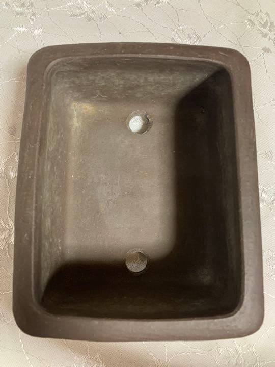 盆栽鉢　深め　長方　落款有り