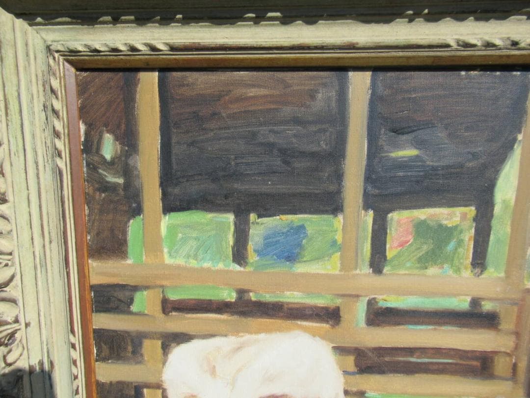 真作保証 美品1950年代◆日展参与 奈良岡正夫「親仔(山羊)」大作油彩25号