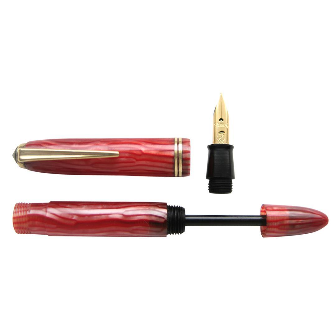 ミニ 万年筆 赤 日本製　50s　インキ止め式　（インク止め式）未使用