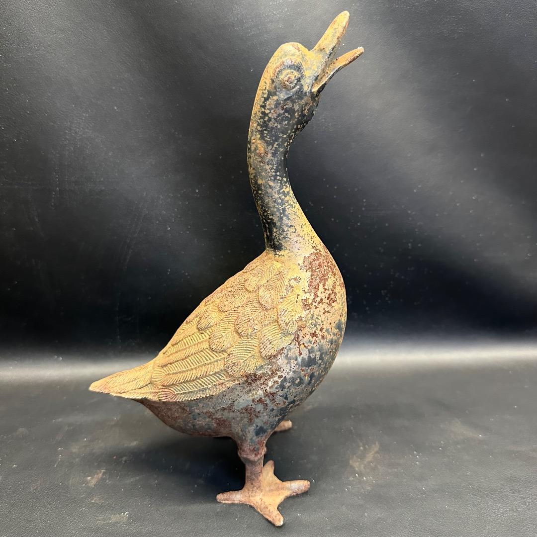 ♡※前Db1006 ヴィンテージ アイアンアヒル 置物 装飾品 2点セット