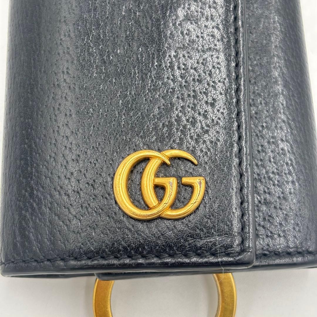 GUCCI グッチ マーモントGG レザー 6連 キーケース 鍵入れ ブラック