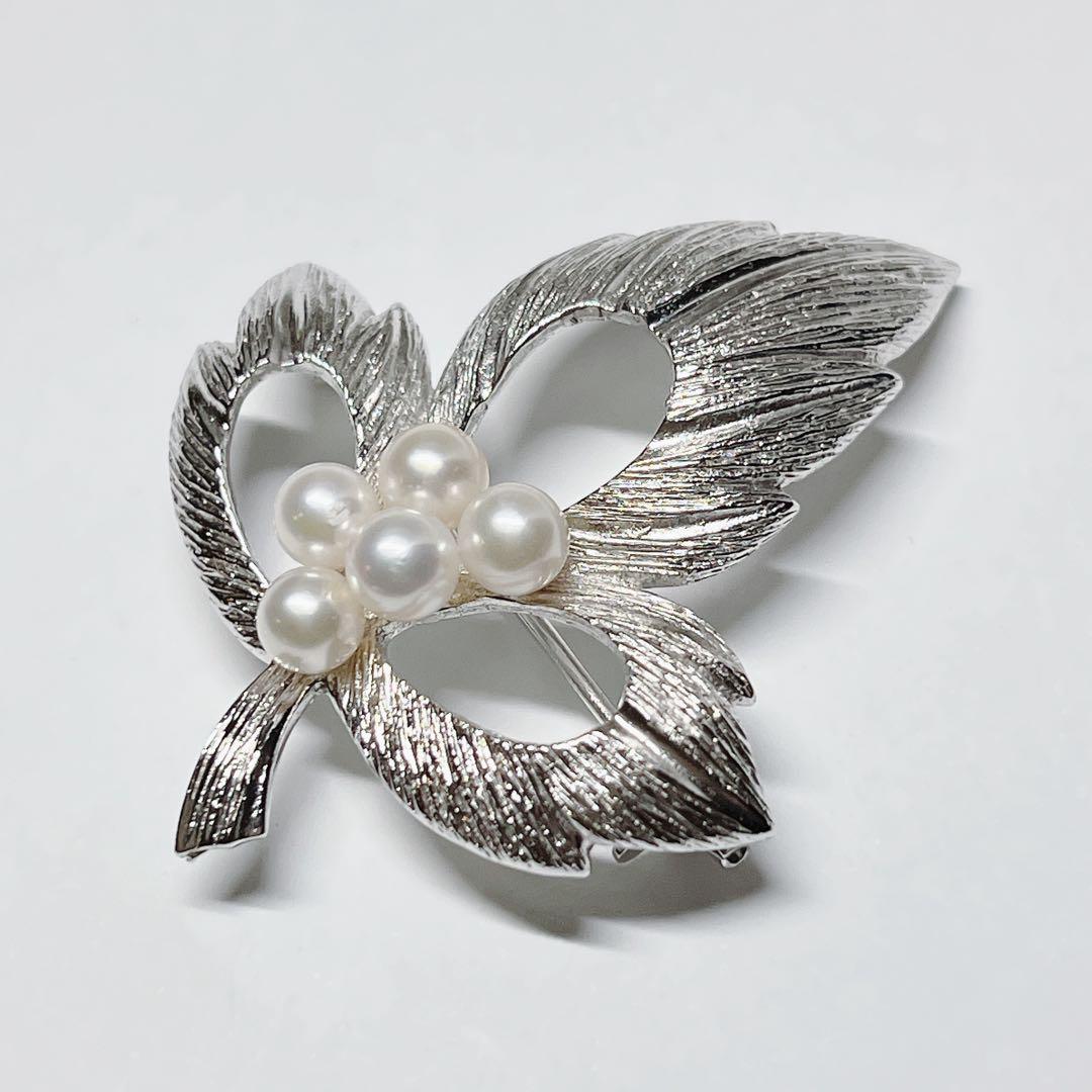 美品✨MIKIMOTO ミキモト パール　ブローチ　ネックレス　リーフ