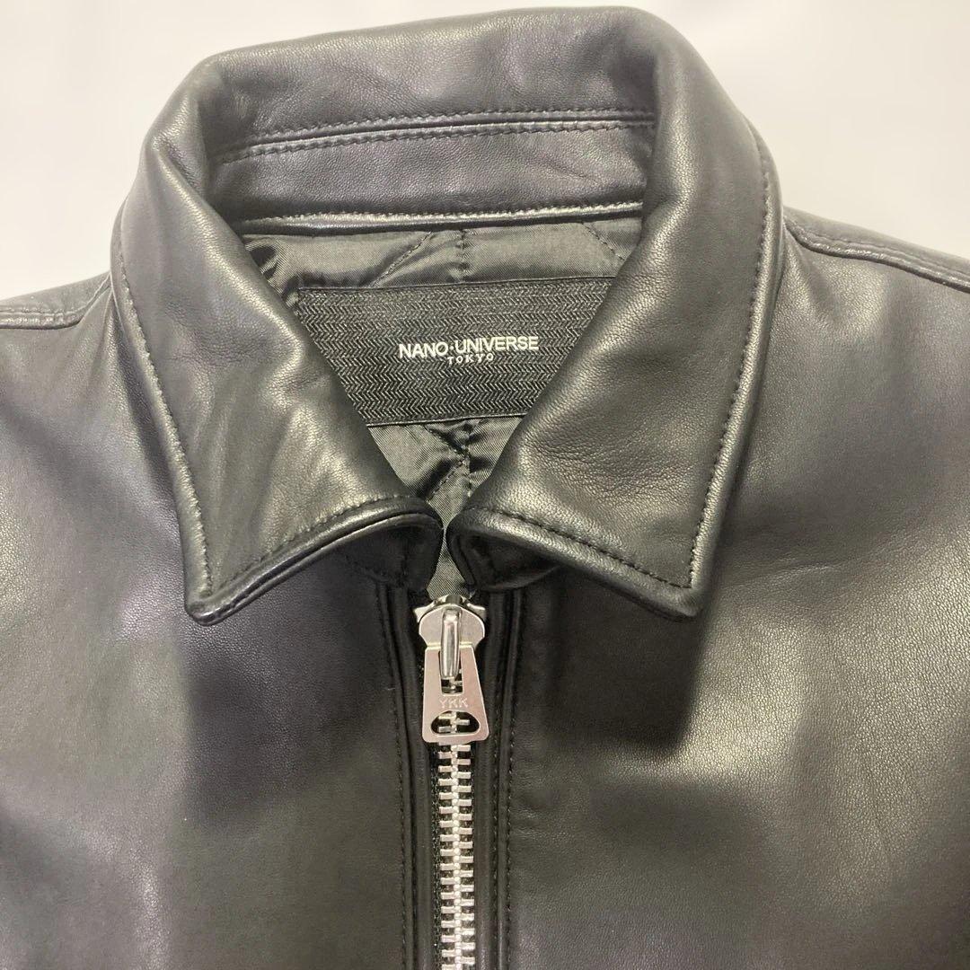 【希少】ナノユニバース ライダースレザージャケット 黒 本革ラムレザー 美品