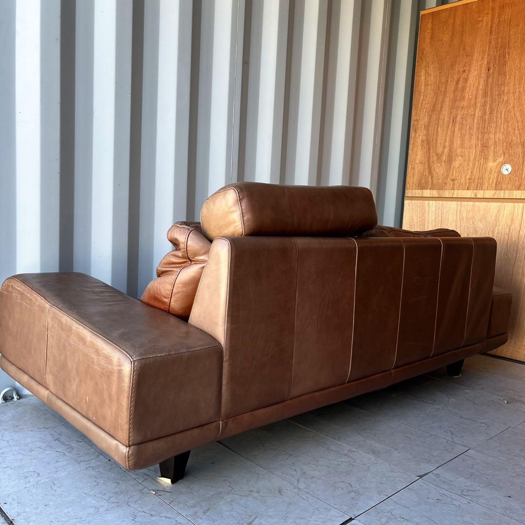 取付無料！アクタス ファイブバイファイブ3350 本革ブラウンソファ・オットマン