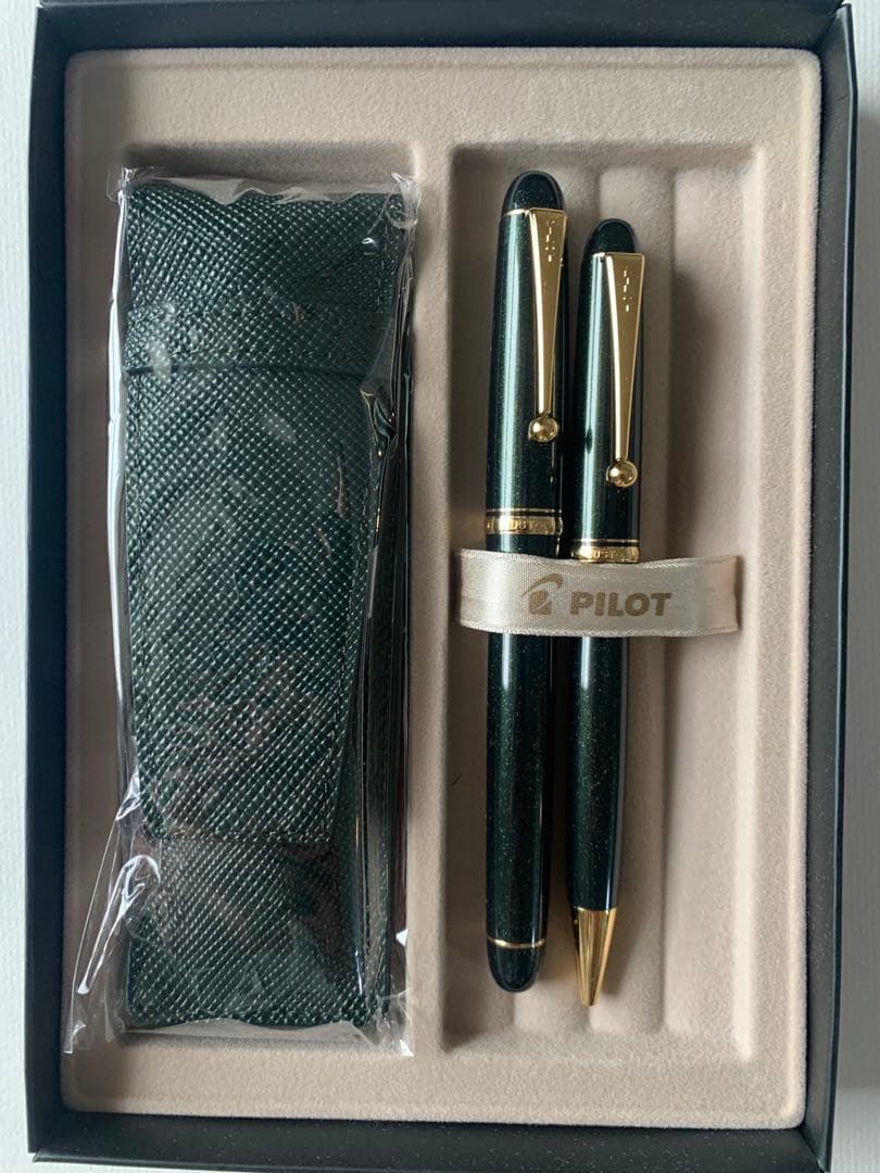 パイロット 74 ダークグリーン万年筆14Kペン先＆ボールペンセット 新品未使用