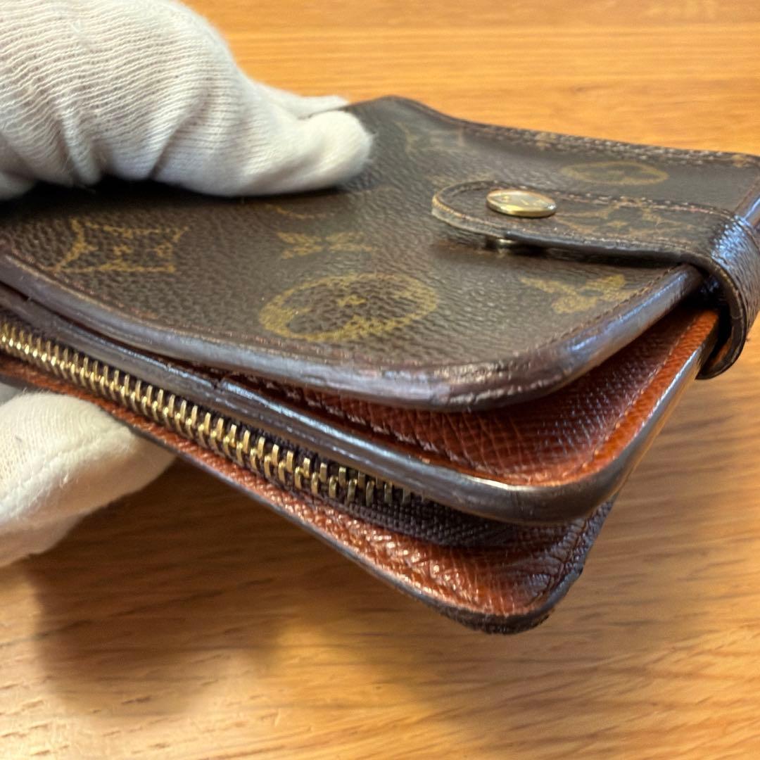 ルイビトン　コンパクトジップモノグラム　ブラウン　財布