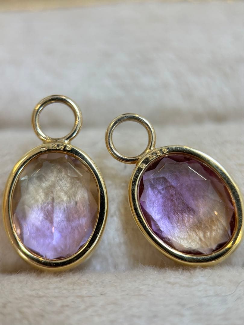 アメトリン　ピアスチャームk18YG