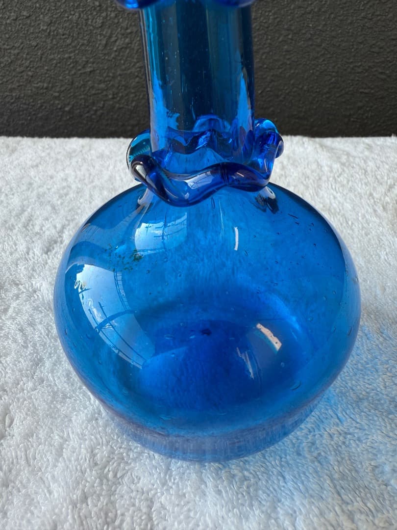 倉敷ガラス 小谷真三先生　花瓶(一輪挿し)　小谷ブルー