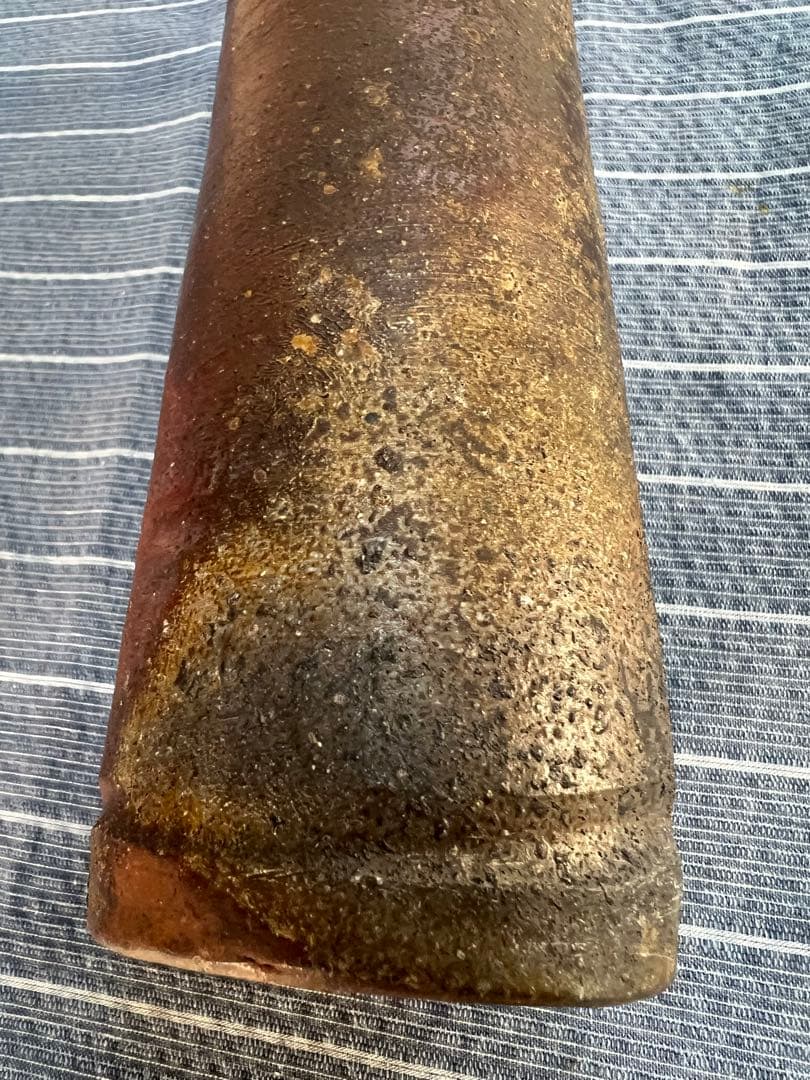 備前焼　窯変　ゴマ有り　花入れ　花瓶　陶印有り