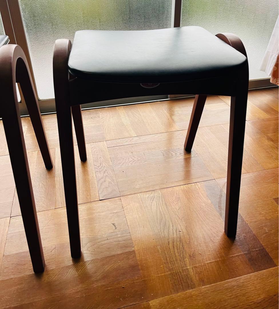 秋田木工 スツール 黒 2脚