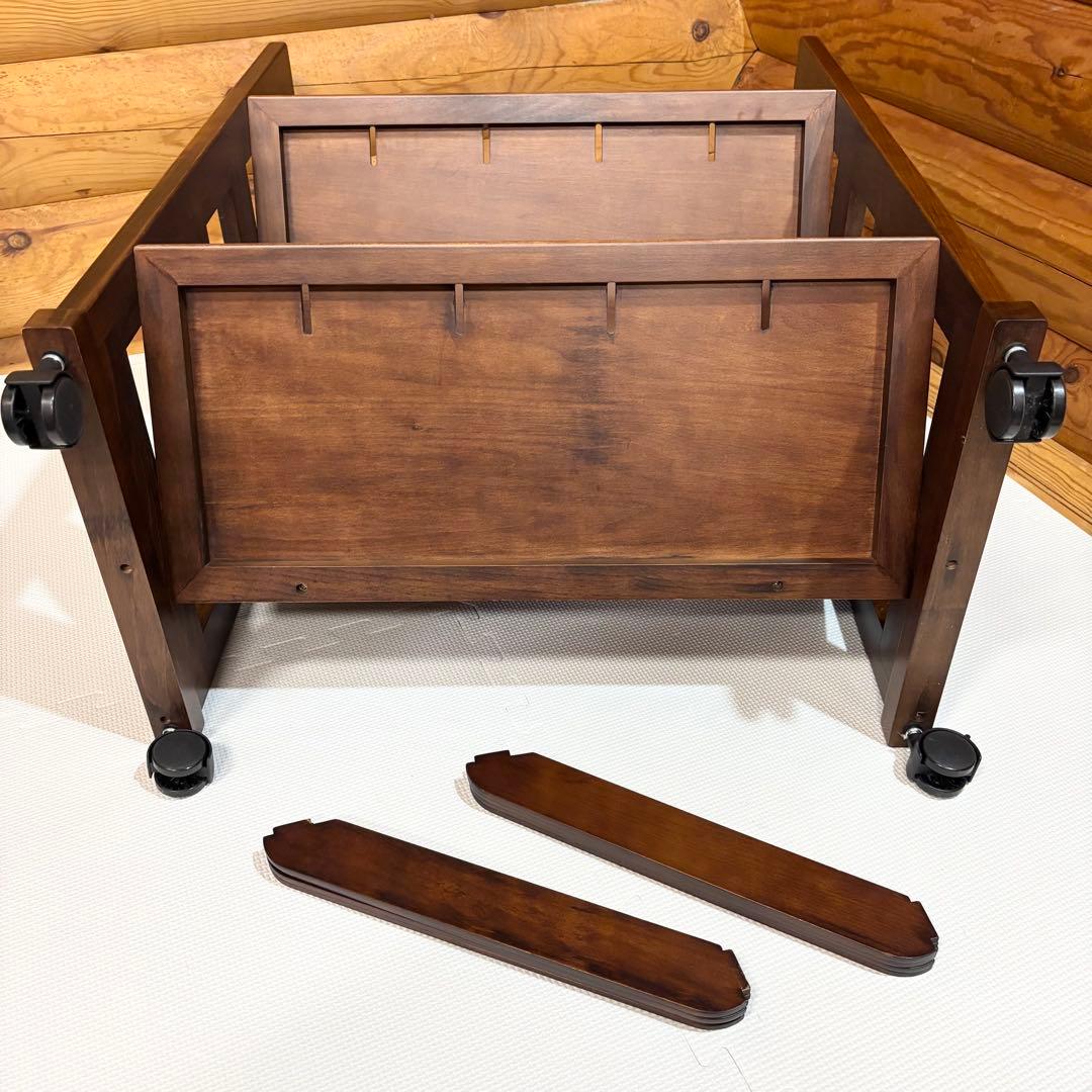 【美品】豊岡クラフト キャスター付き ブックワゴン 天然木製 ブックラック