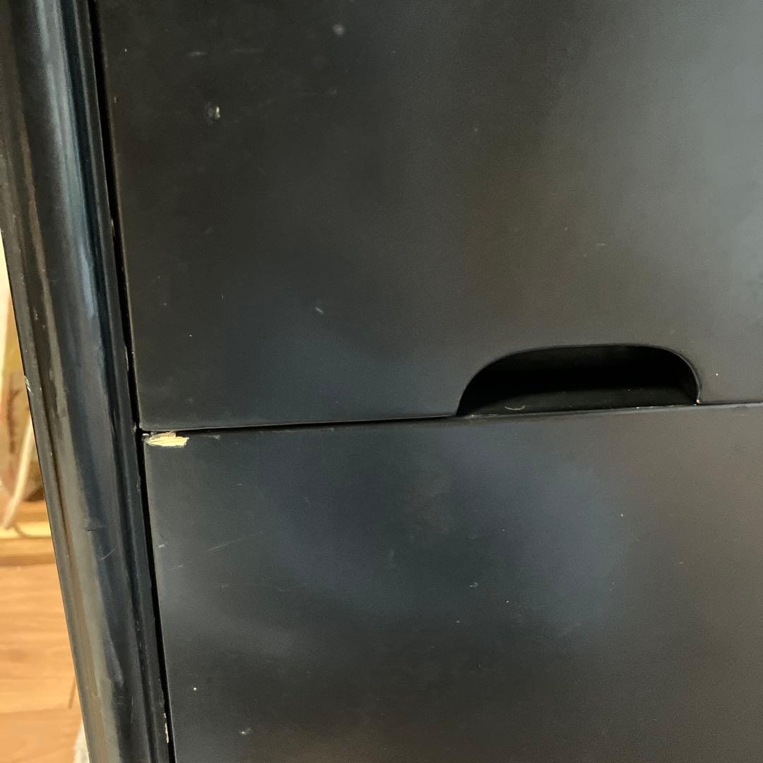 黒塗　螺鈿箪笥　玉石木製箪笥　花鳥装飾 4段　開戸１段