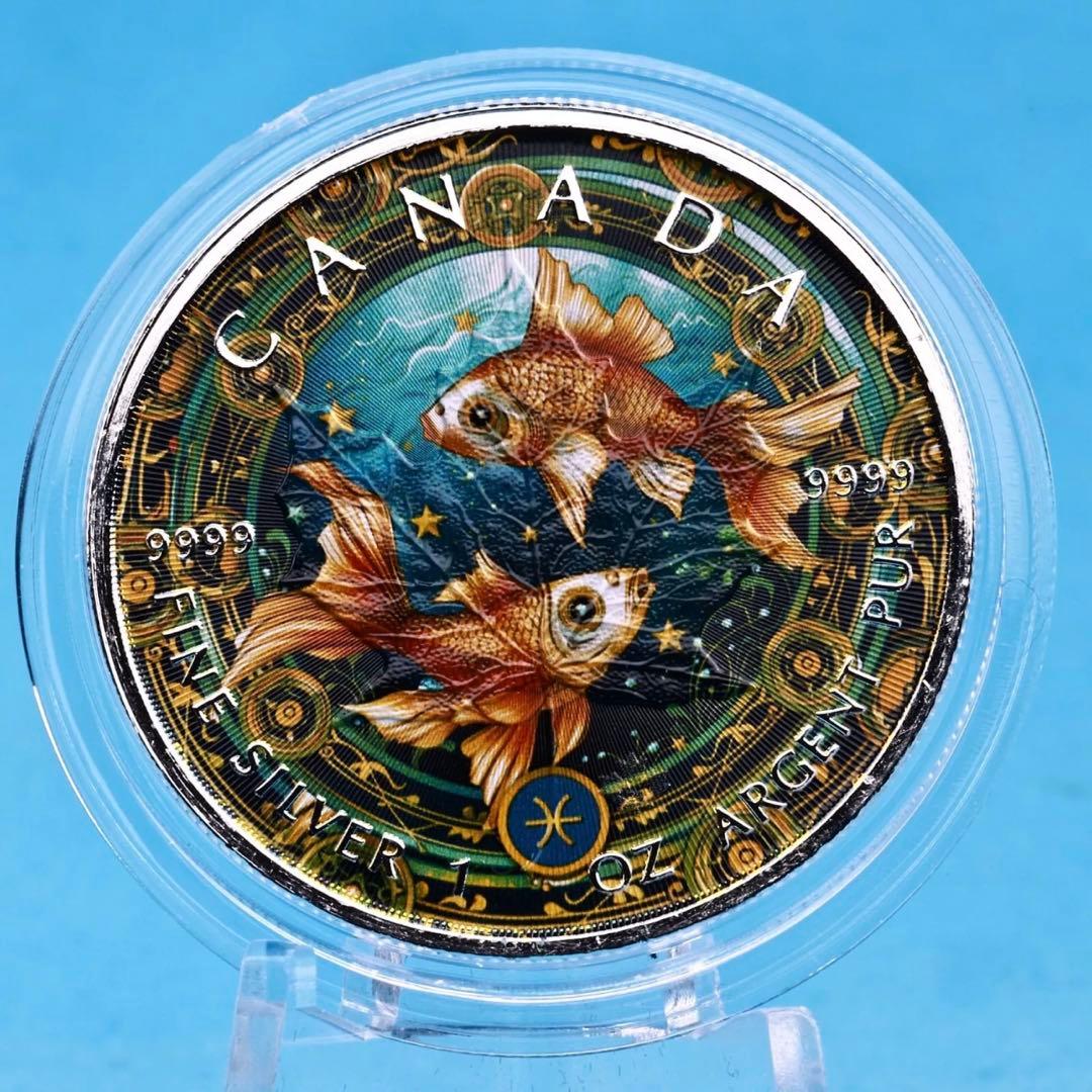 【paperbook】 メイプルリーフ 銀貨 カラー 金魚鉢で泳ぐ金魚