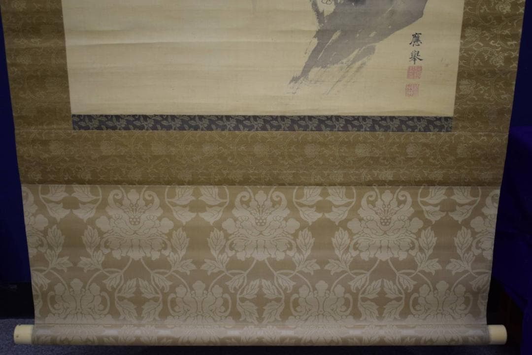 模写/圓山応挙/円山応挙/白梅に鴬図/絹表装/布袋屋掛軸HI-74