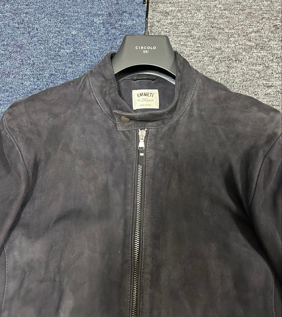 特価EMMETI/エンメティ　ゴートスエードシングルライダース46（M）ブラック