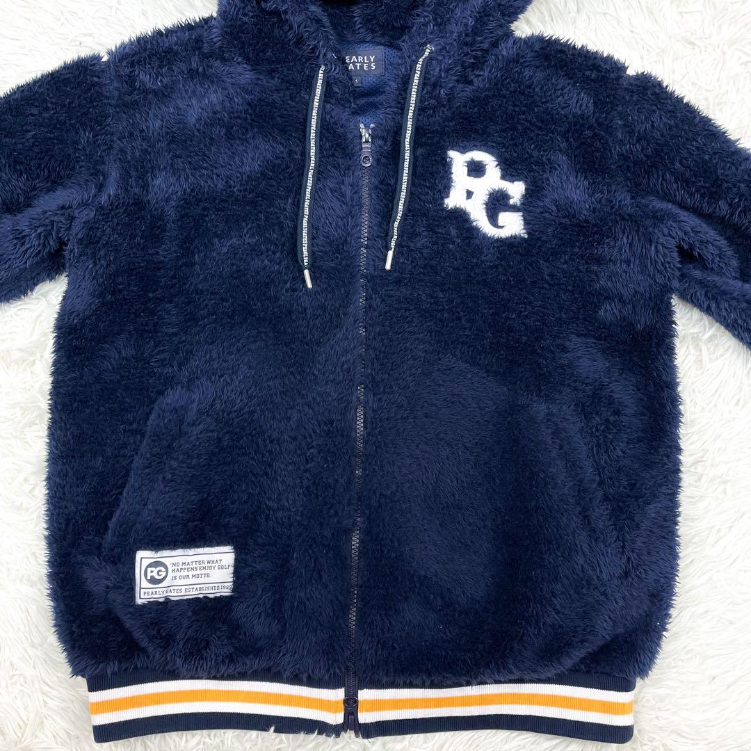 美品 パーリーゲイツ ファー パーカー ジャケット ロゴワッペン リブライン