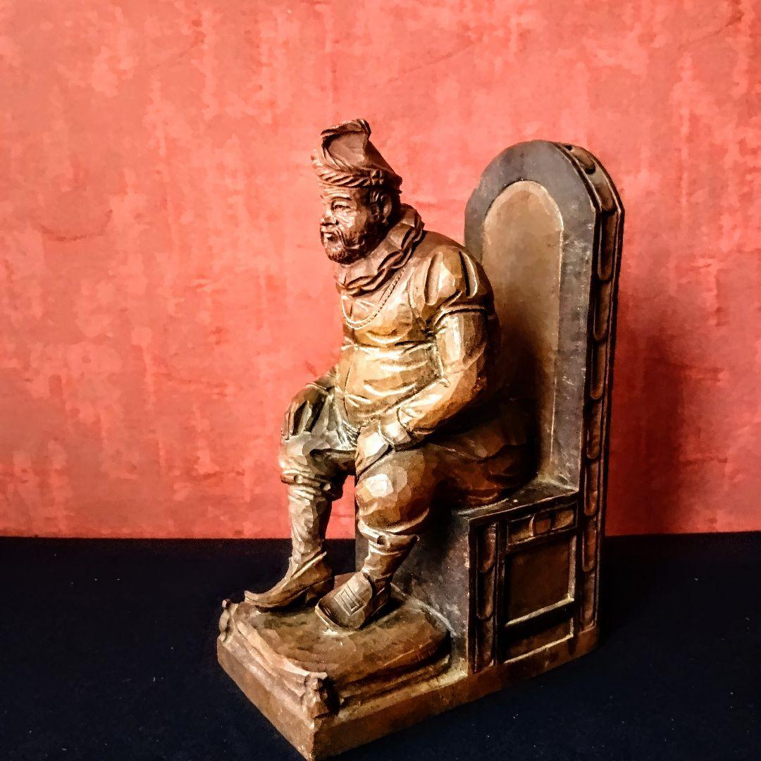 '60s スペイン◆ヴィンテージ◆木製 ブックエンド◆ドン・キホーテ◆手彫り