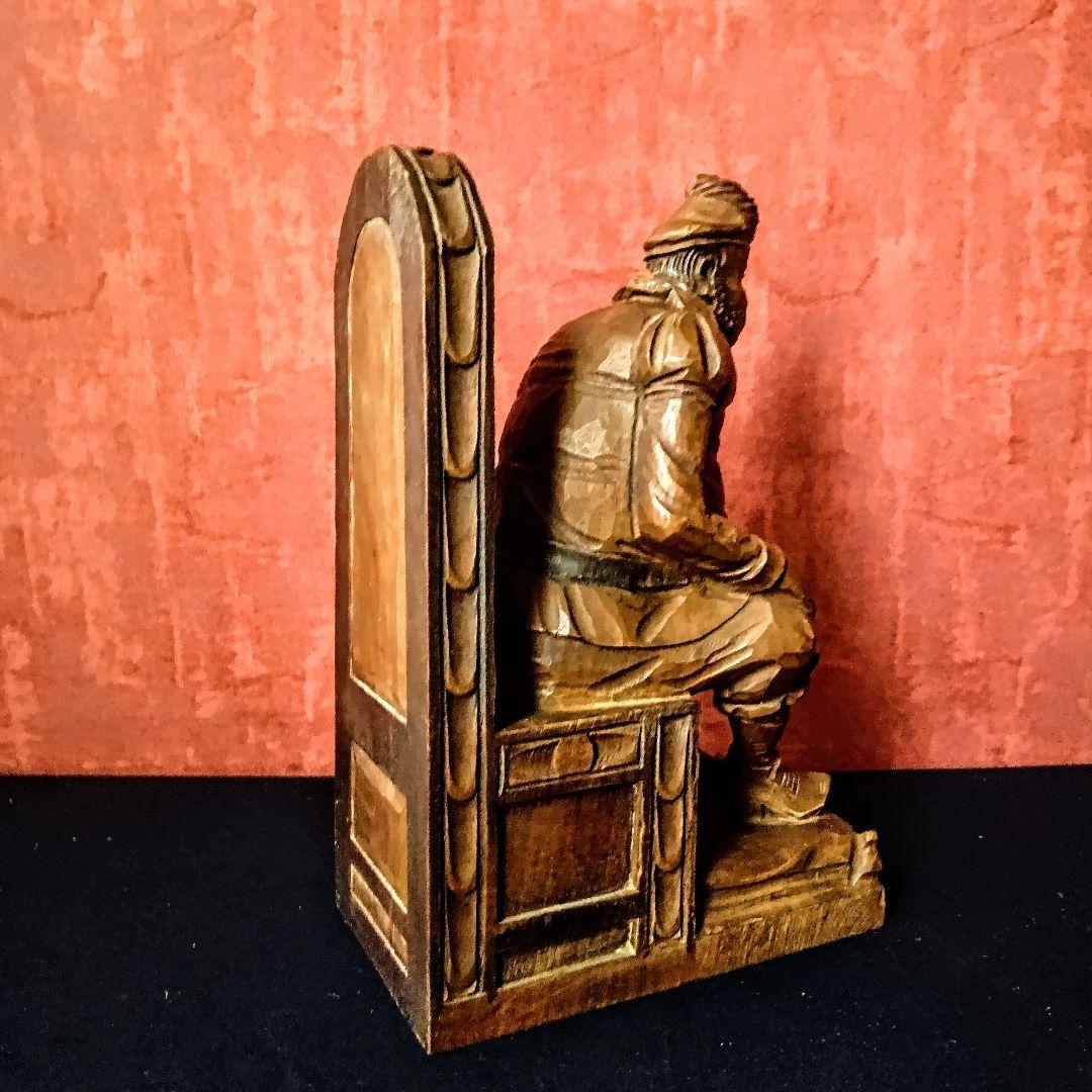 '60s スペイン◆ヴィンテージ◆木製 ブックエンド◆ドン・キホーテ◆手彫り