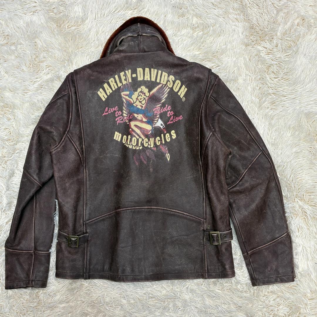 希少　ハーレーダビットソン　本革　レザージャケット ブラウン　L