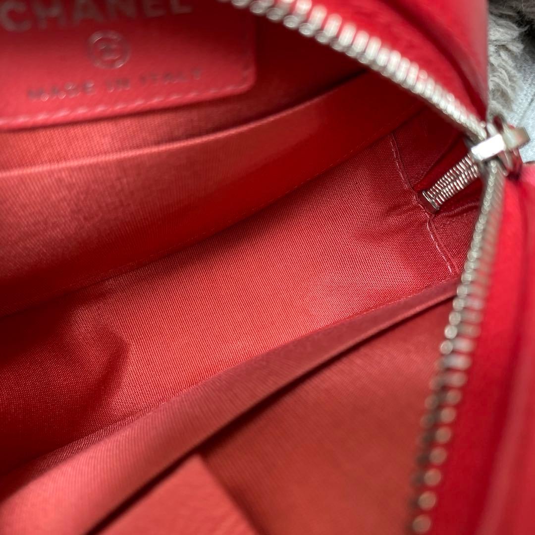 ★miyu★シャネル　チェーンショルダーバッグ　マトラッセ　ラムスキン　赤