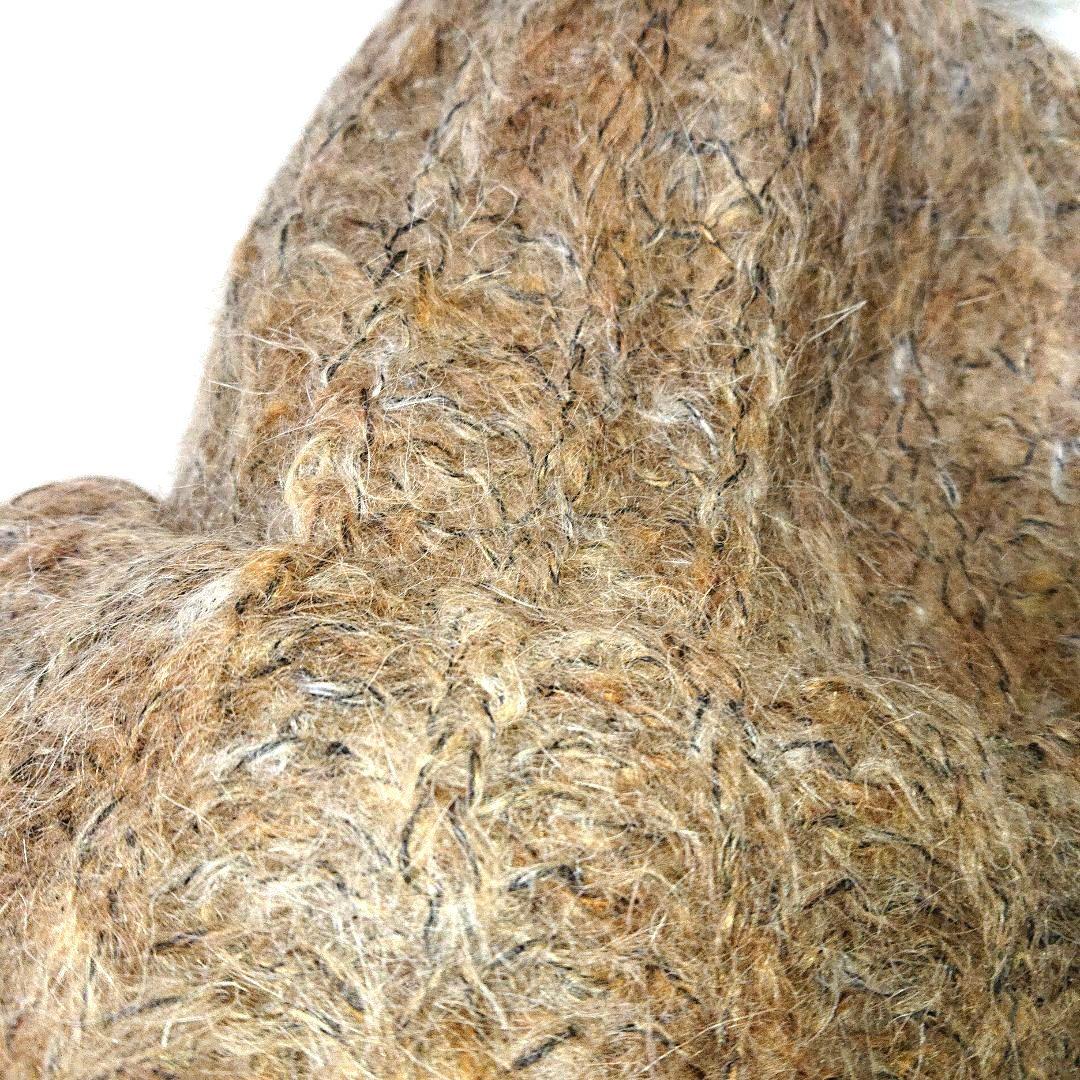 カシラ イタリア製 リアルファー モヘアニット 帽子 ブラウン