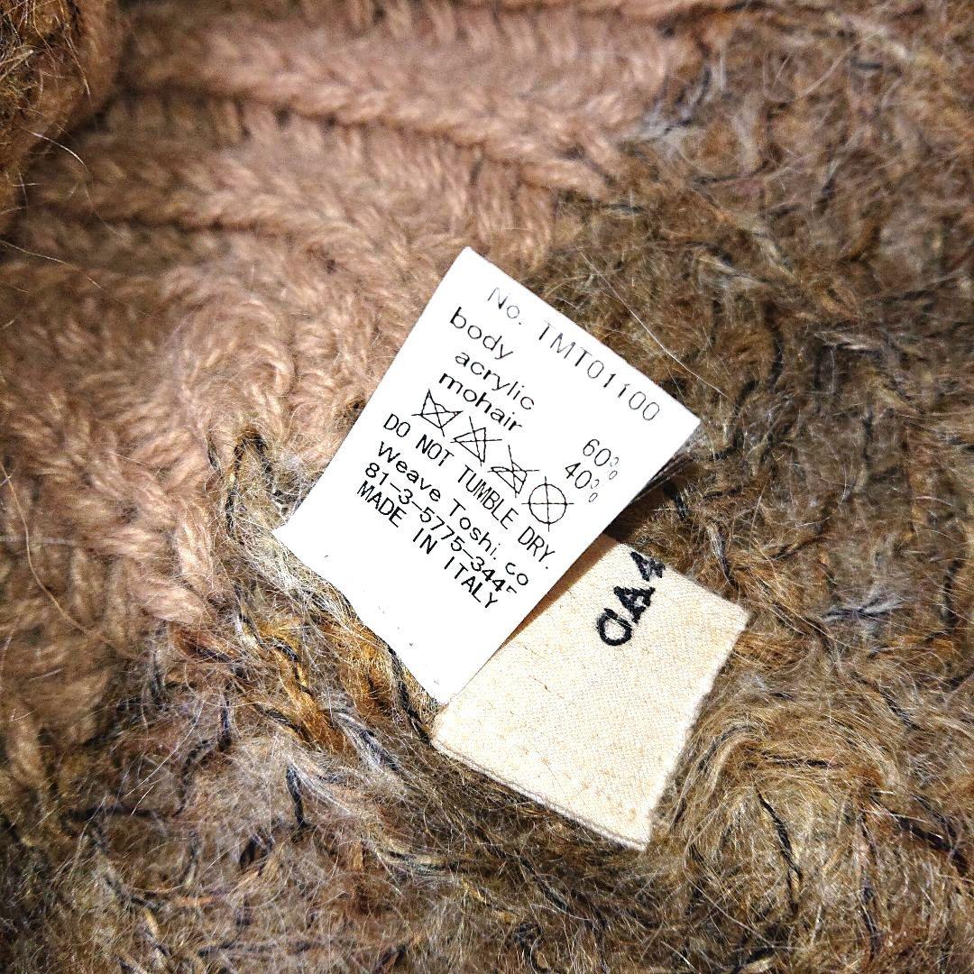 カシラ イタリア製 リアルファー モヘアニット 帽子 ブラウン