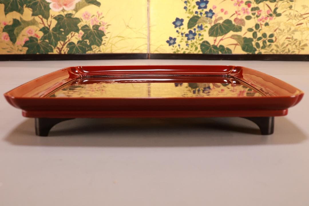 BJ062 木製漆器　萩野月蒔絵　吸物盆　吸物膳　十客　絵違い　図替わり　共箱