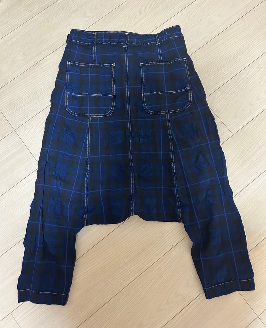本日限定 コムコム タータンチェックサルエルパンツ