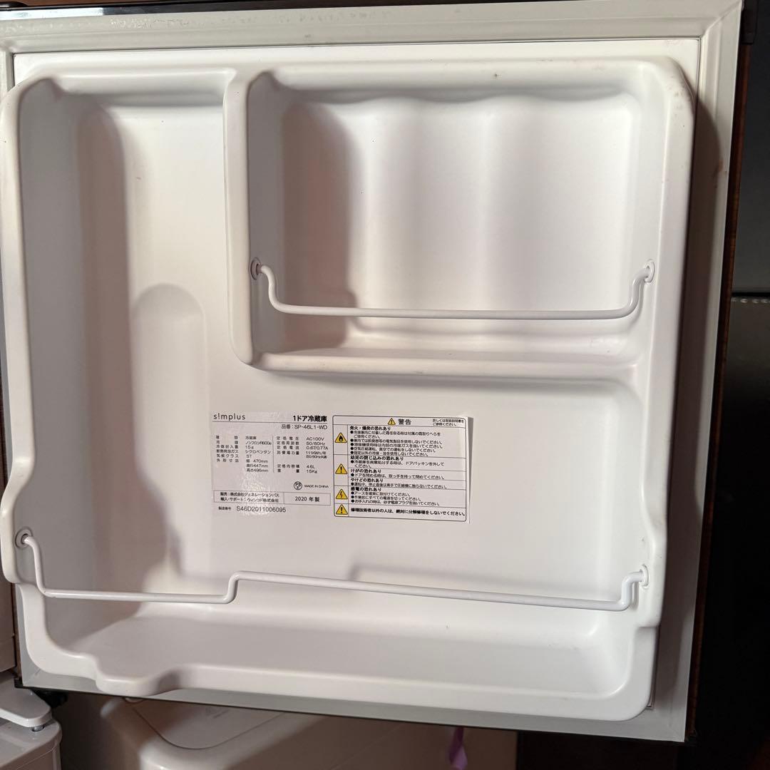 ☆シンプラス 1ドア冷蔵庫☆SP-46L1-WD ブラック木目調