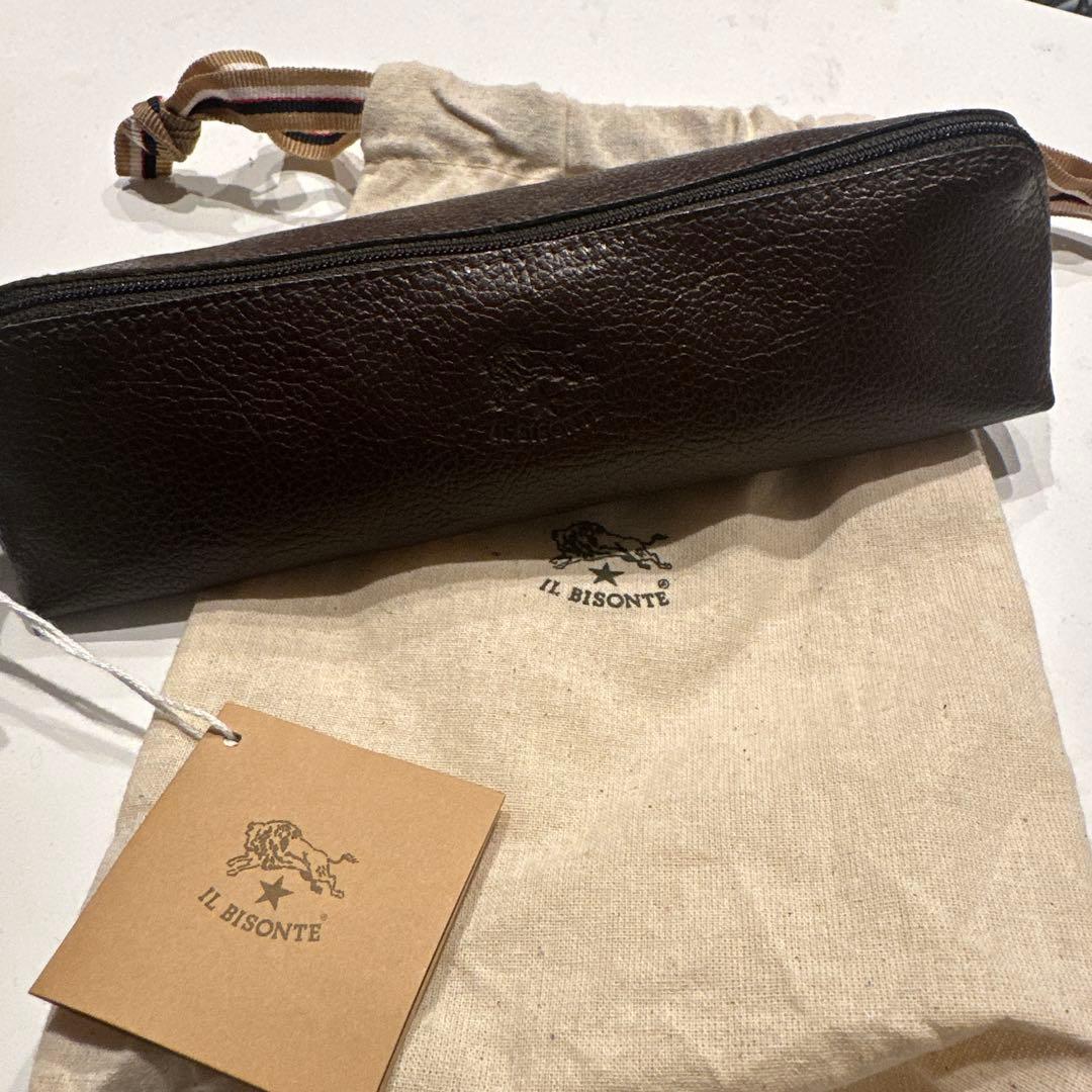 IL BISONTE レザー筆箱 ダークブラウン